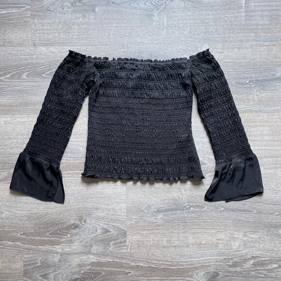 FRAME Smocked Off The Shoulder Top / Size M / New With Tags / Boho / Nordstrom - Picture 3 of 8